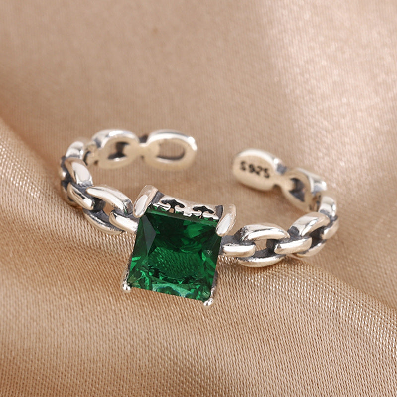 Sterling Silver Personalized Cold Style Twisted Opening Gem Ring - Eve's High Fashion LLC