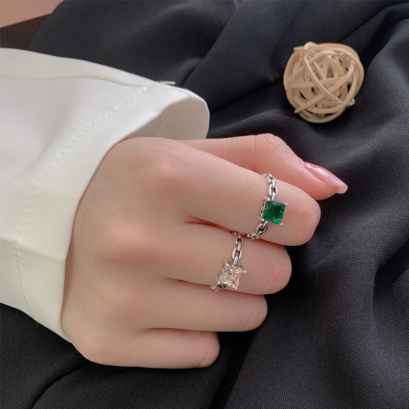 Sterling Silver Personalized Cold Style Twisted Opening Gem Ring - Eve's High Fashion LLC