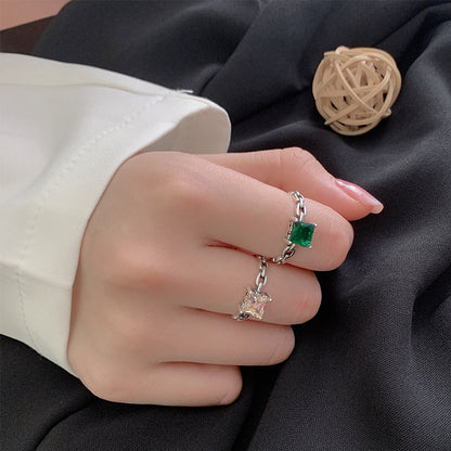 Sterling Silver Personalized Cold Style Twisted Opening Gem Ring - Eve's High Fashion LLC