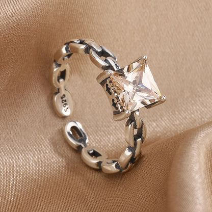 Sterling Silver Personalized Cold Style Twisted Opening Gem Ring - Eve's High Fashion LLC