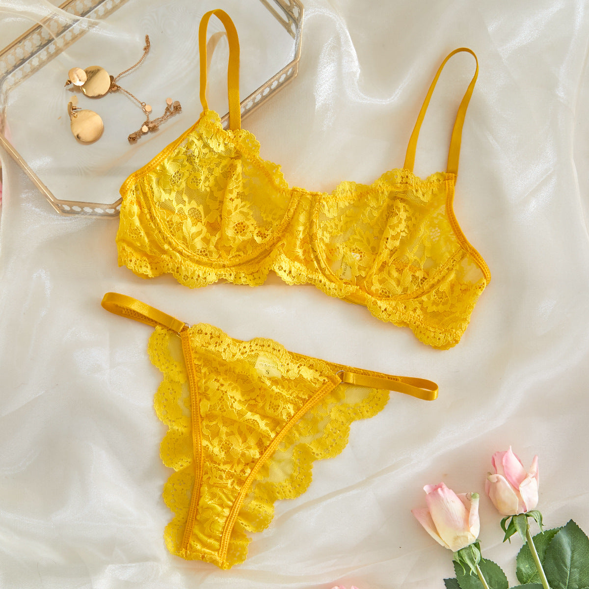 Strap Lace See-Through Undergarment Set - Eve's High Fashion LLC