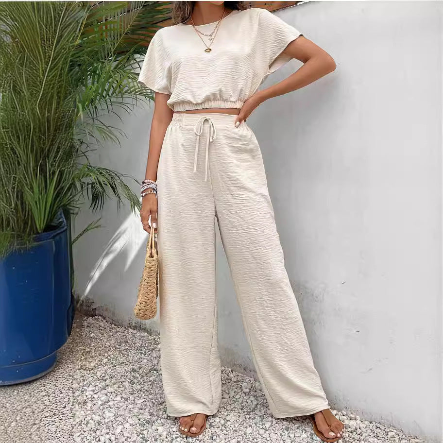 2Pcs Solid Color Top and Pants Set - Eve's High Fashion LLC
