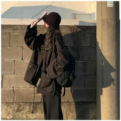 Oversized Cargo Jacket With Utility Pocket - Eve's High Fashion LLC