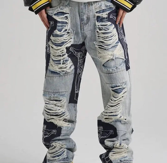 Men's Ripped Tassel Jeans - Eve's High Fashion LLC