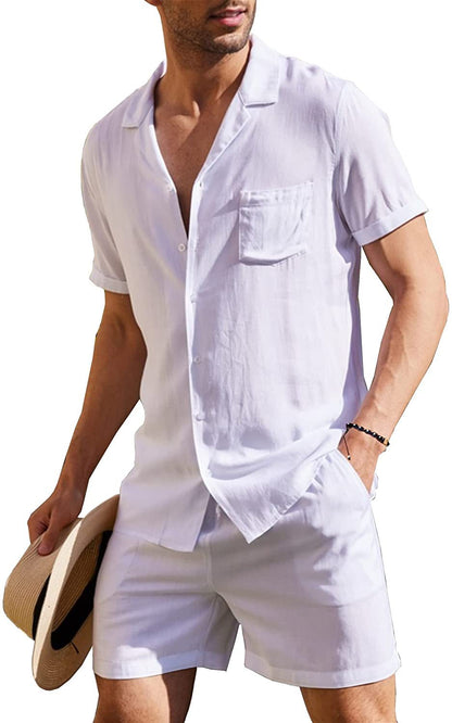 Men's Button Up Shirt and Shorts Set - Eve's High Fashion LLC