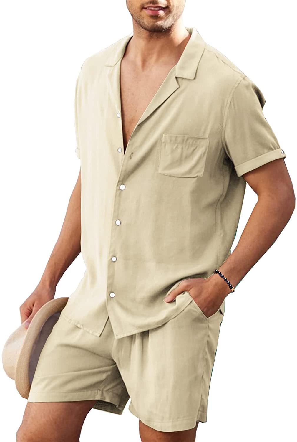 Men's Button Up Shirt and Shorts Set - Eve's High Fashion LLC