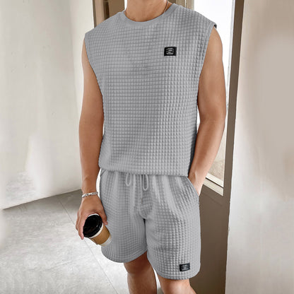 Men's Solid Color Sleeveless 2Pcs Set - Eve's High Fashion LLC