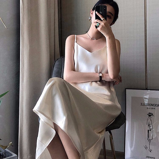 Solid Color Long Suspender Dress - Eve's High Fashion LLC