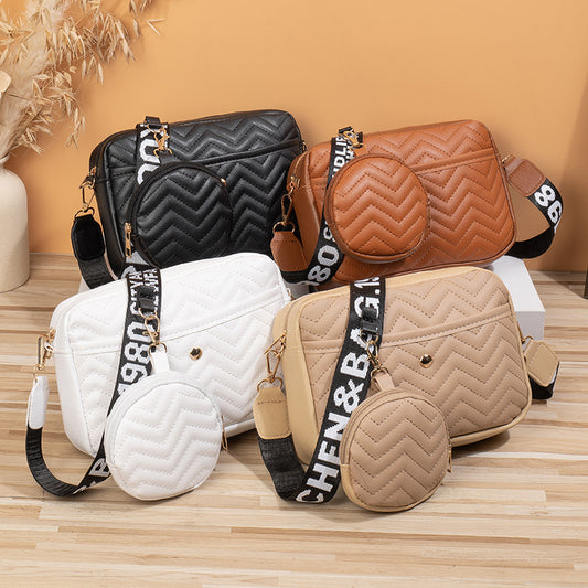 Wave Pattern Ribbon Cross Body Camera Bag - Eve's High Fashion LLC