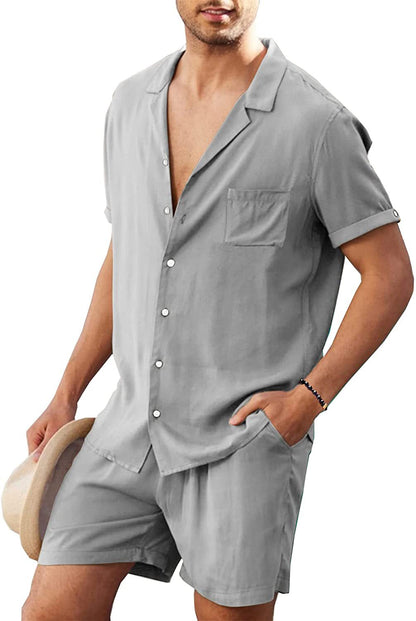 Men's Button Up Shirt and Shorts Set - Eve's High Fashion LLC