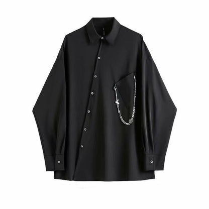 Retro Slant Placket Long-Sleeved Shirt - Eve's High Fashion LLC