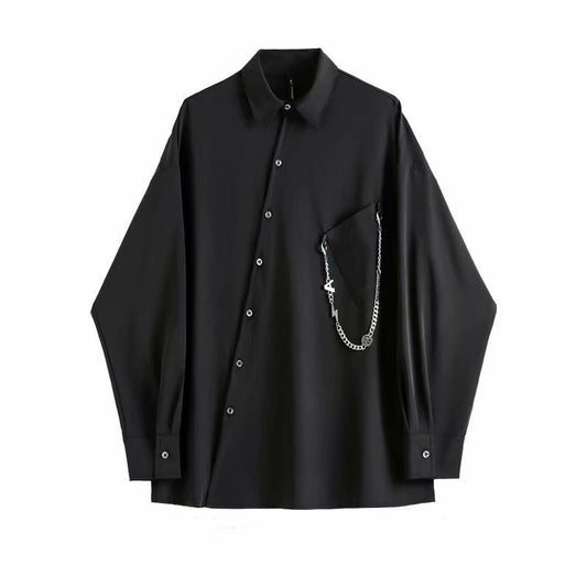 Retro Slant Placket Long-Sleeved Shirt - Eve's High Fashion LLC