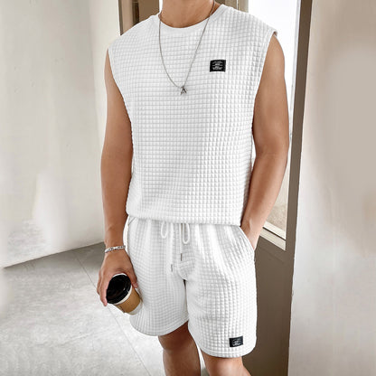 Men's Solid Color Sleeveless 2Pcs Set - Eve's High Fashion LLC