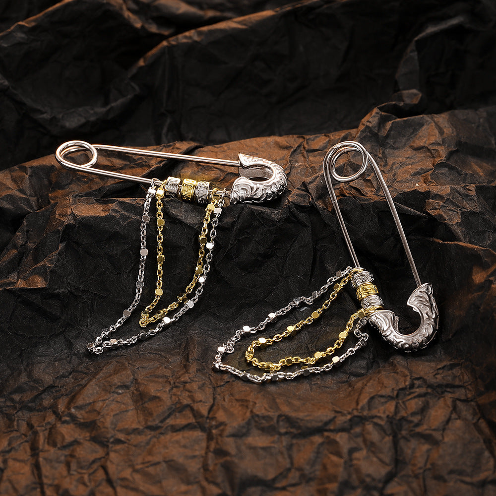 S925 Sterling Silver Tang Grass Pattern Pin Earrings - Eve's High Fashion LLC