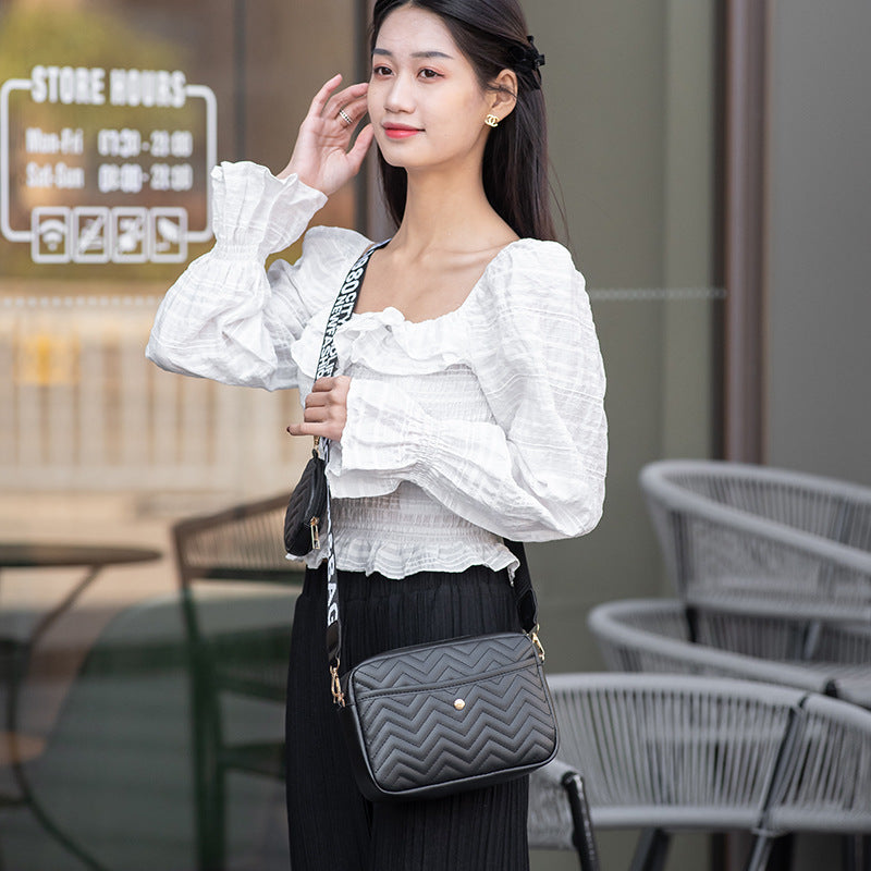 Wave Pattern Ribbon Cross Body Camera Bag - Eve's High Fashion LLC