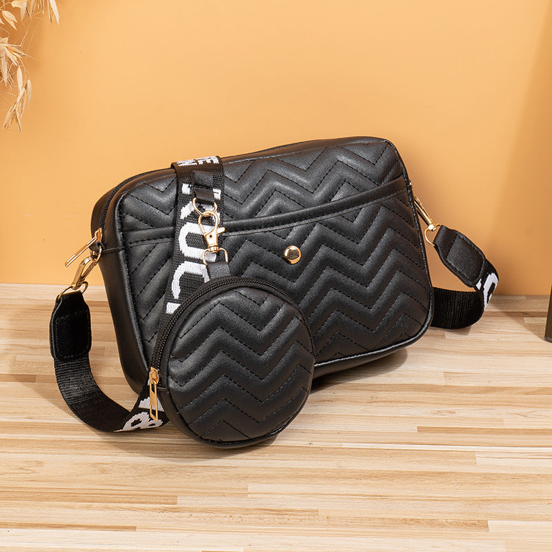 Wave Pattern Ribbon Cross Body Camera Bag - Eve's High Fashion LLC