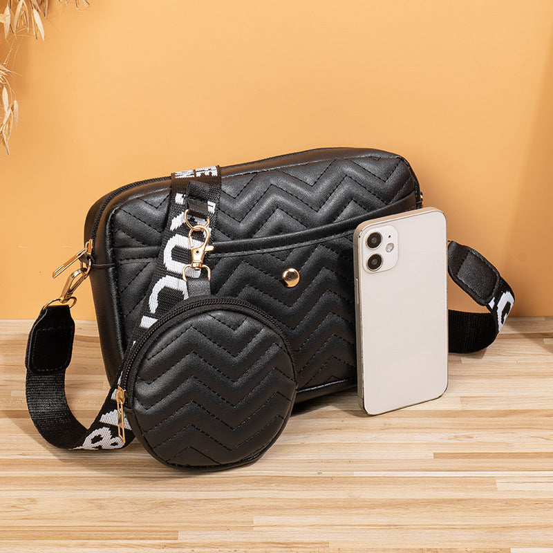 Wave Pattern Ribbon Cross Body Camera Bag - Eve's High Fashion LLC