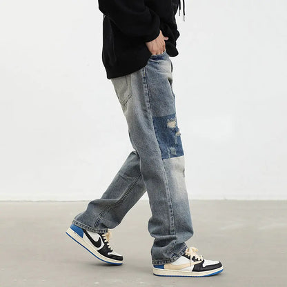 Men's Ripped Retro Loose Jeans - Eve's High Fashion LLC